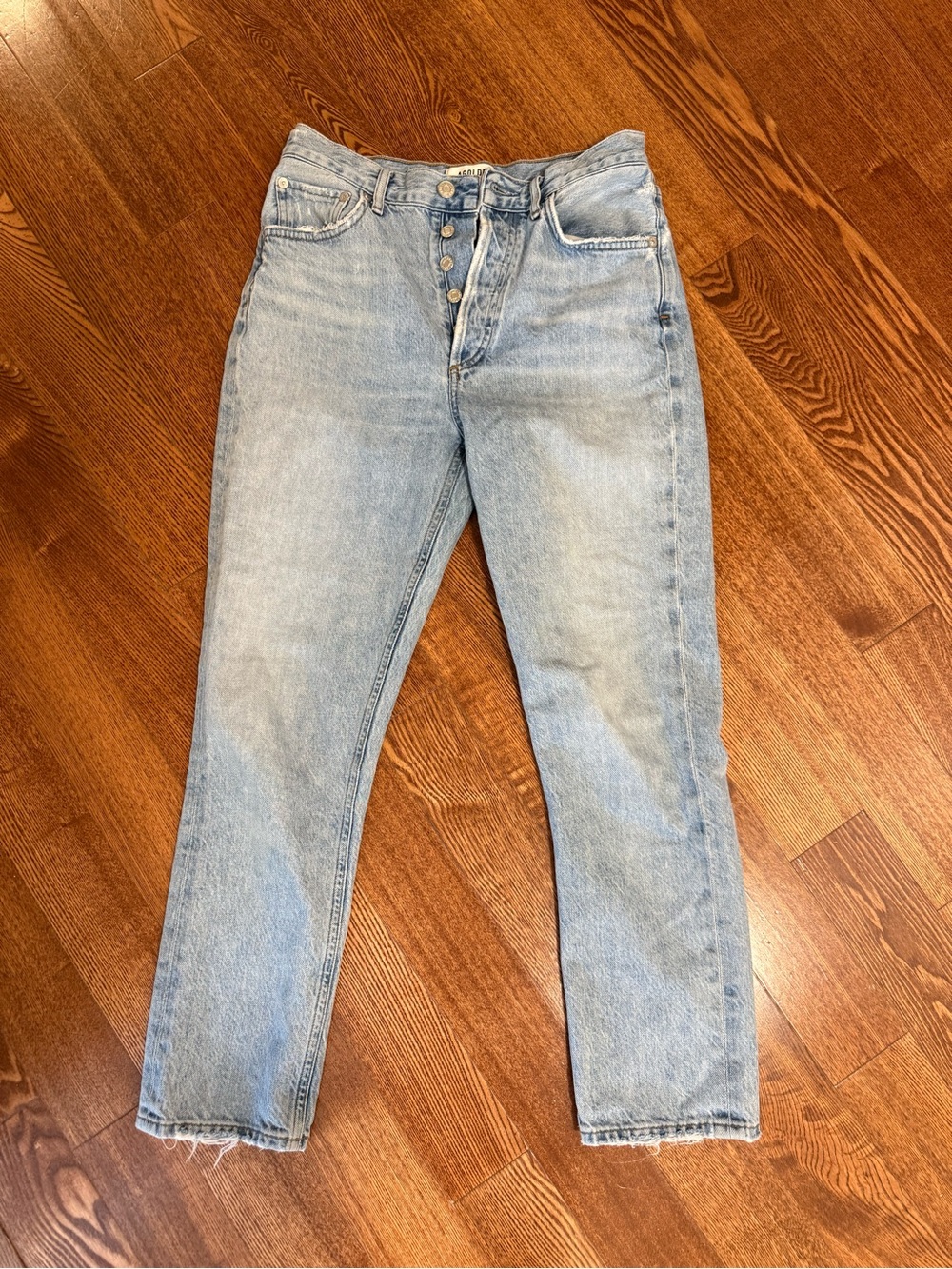 Agolde Light Blue High-Rise Button-Fly Jeans